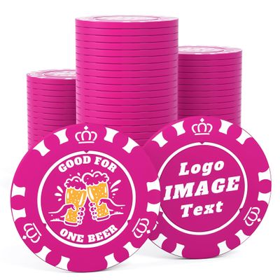 100 Custom Poker Chips, 40MM Custom Drink Tokens Personalized Logo, Image and Text, Double Side UV Full Color Printing Custom Drink Chips for Bar, Party, Business Cards, Company Logo and Promotions