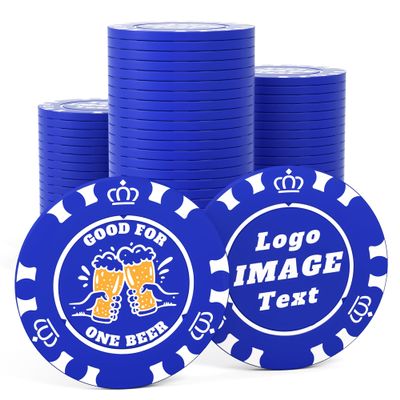 100 Custom Poker Chips, 40MM Custom Drink Tokens Personalized Logo, Image and Text, Double Side UV Full Color Printing Custom Drink Chips for Bar, Party, Business Cards, Company Logo and Promotions