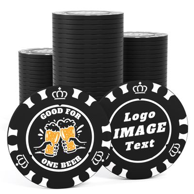 100 Custom Poker Chips, 40MM Custom Drink Tokens Personalized Logo, Image and Text, Double Side UV Full Color Printing Custom Drink Chips for Bar, Party, Business Cards, Company Logo and Promotions