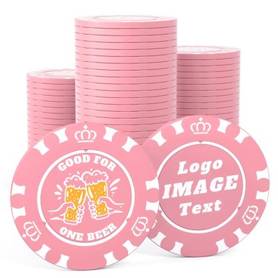 100 Custom Poker Chips, 40MM Custom Drink Tokens Personalized Logo, Image and Text, Double Side UV Full Color Printing Custom Drink Chips for Bar, Party, Business Cards, Company Logo and Promotions