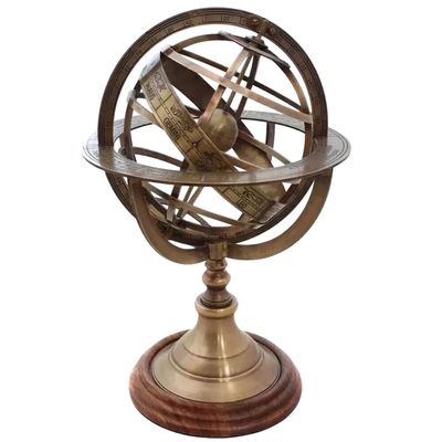 12 Inch Nautical Sphere Globe Engraved Brass Tabletop Armillary Globe Handmade.