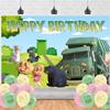 Ezcpigei Trash Truck Birthday Banner - 5x3ft, Green, 18pcs Balloons, Indoor, Wall Mount, Rectangular, Standard Banner, Waste Management Facility/Garbage Dump Theme, Children, Birthday Occasion view 1