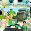 Ezcpigei Trash Truck Birthday Banner - 5x3ft, Green, 18pcs Balloons, Indoor, Wall Mount, Rectangular, Standard Banner, Waste Management Facility/Garbage Dump Theme, Children, Birthday Occasion view 4