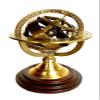 Brass Zodiac Globe 5 Inch Armillary Sphere Paper Weight on a Wooden Base view 1