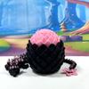 3D Printed Dragon with Dragon Egg, 12" Black and Red Cherry Blossom Dragon, Fidget Desk Toy, Flexible ADHD, Autism, Relief Anxiety D083-BPE view 2