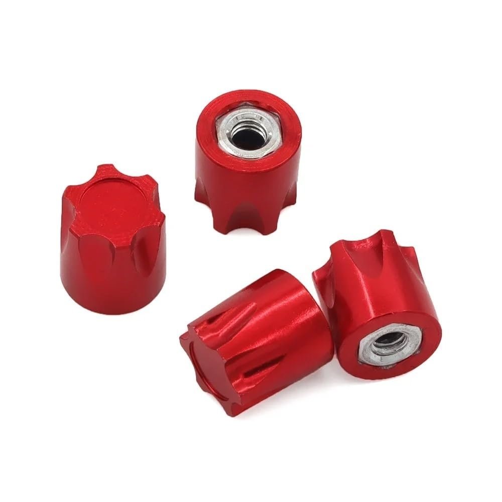 4PCS CNC Machined Aluminum M4 Nut Wheel Rim Cap Compatible with RC Crawler 1/10 Compatible with TRX6 D110 Drift Models(RED)