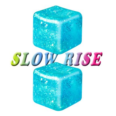 2Pcs Stress Cubes Slow Rise Glitter Squishy Cube Nice Relief Balls Jelly Fidget Toys for Kids Adults Squeeze Sensory Pack for Anxiety, Autism, Funny Gifts for Holiday/Birthday/Classroom(Blue)