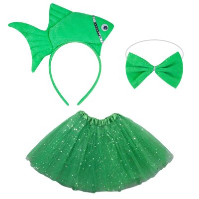 1/3pcs Fish Costume Accessories Set Fish Headband Bowtie Tutus Skirt Accessories Kits For Kids Girls Fish Costumes Props
