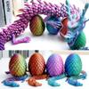 47.5inch 3D Printed Super Large Dragon and Egg,Flexible Animals Fidget Toy Statue,Little Dragon Inside The Egg,Movable Joints,Home Office Decor (Color A) view 1