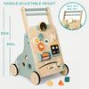 MILEFUN Adjustable Wooden Baby Walker  Montessori Push Toy for 1 Year Old with Rocket-Themed Activity Center, Sit-to-Stand Walker Gift for Boys and Girls view 3