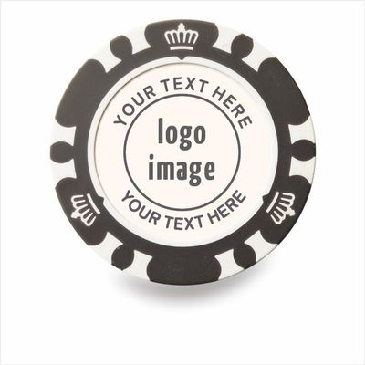 50 Pieces Customizable Clay Poker Chips with Crown Design, 40mm in Diameter, 12g per Chip, Personalized Logo & Pictures Available (Gray)