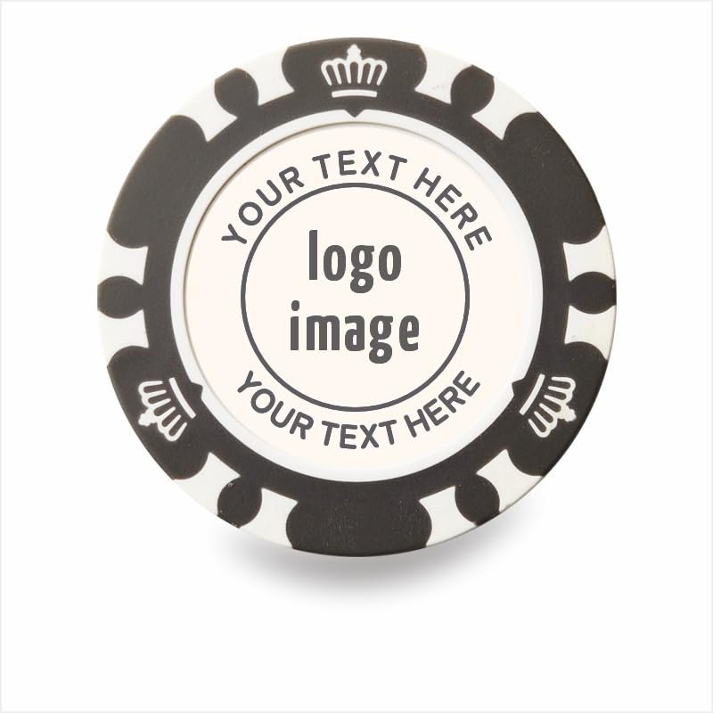 50 Pieces Customizable Clay Poker Chips with Crown Design, 40mm in Diameter, 12g per Chip, Personalized Logo & Pictures Available (Gray)