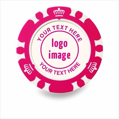 50 Pieces Customizable Clay Poker Chips with Crown Design, 40mm in Diameter, 12g per Chip, Personalized Logo & Pictures Available (Rose red)