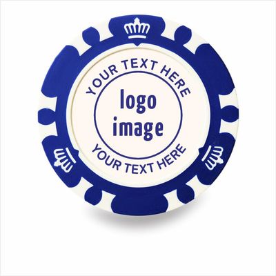 50 Pieces Customizable Clay Poker Chips with Crown Design, 40mm in Diameter, 12g per Chip, Personalized Logo & Pictures Available (Blue)