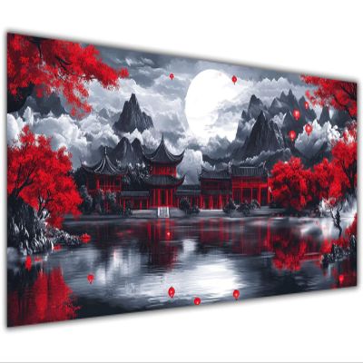 100x200cm Large Paint by Numbers Kit for Adults Lake Paint by Numbers MoonColored Oil Canvas Art Kit with Acrylic Pigment and Brushes for Home Wall Decor Crafts Man Women Hobbies Girls Gifts KL-19