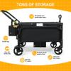 VOOI Stroller Wagon, 2 Seater Kids Wagon, Collapsible with 5-Point Harnesses, Zipper Door, Sun Canopy view 2