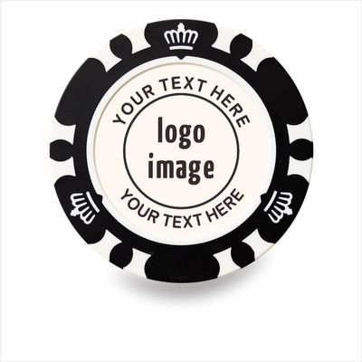 50 Pieces Customizable Clay Poker Chips with Crown Design, 40mm in Diameter, 12g per Chip, Personalized Logo & Pictures (Black)