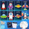 24 Pack Space Themed Party Favors - Kids Birthday Party Rerturn Gifts Treats Goodie Bag Fillers Easter Basket Stuffer Classroom Prizes Exchange Gifts, Wood DIY Keychain Painting Kits Arts Crafts Toys view 3