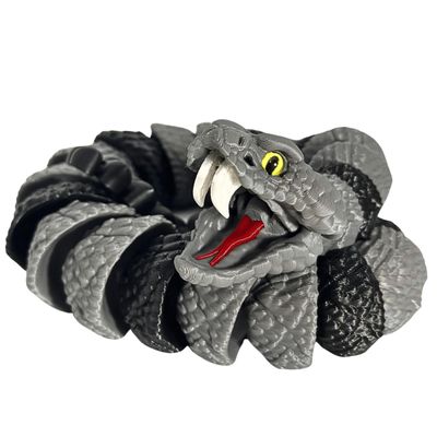 3D Printed Rock Rattlesnake - Articulating 3D Printed Snake - Surprise Eye Color and Retractable Fangs - Functional Ratte (21" Long)