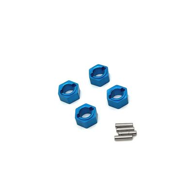4Pcs 7mm Wheel Hex Drive Hub Adapter Metal Extension Hex Hub Adapter for FMS FCX24 1/24 RC Crawler Car Accessories Upgrade Parts(Blue)