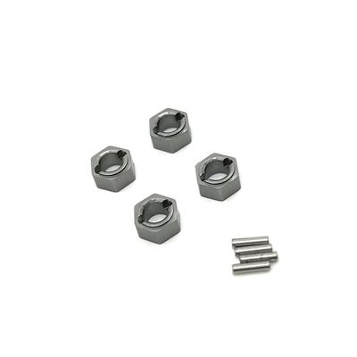 4Pcs 7mm Wheel Hex Drive Hub Adapter Metal Extension Hex Hub Adapter for FMS FCX24 1/24 RC Crawler Car Accessories Upgrade Parts(Grey)