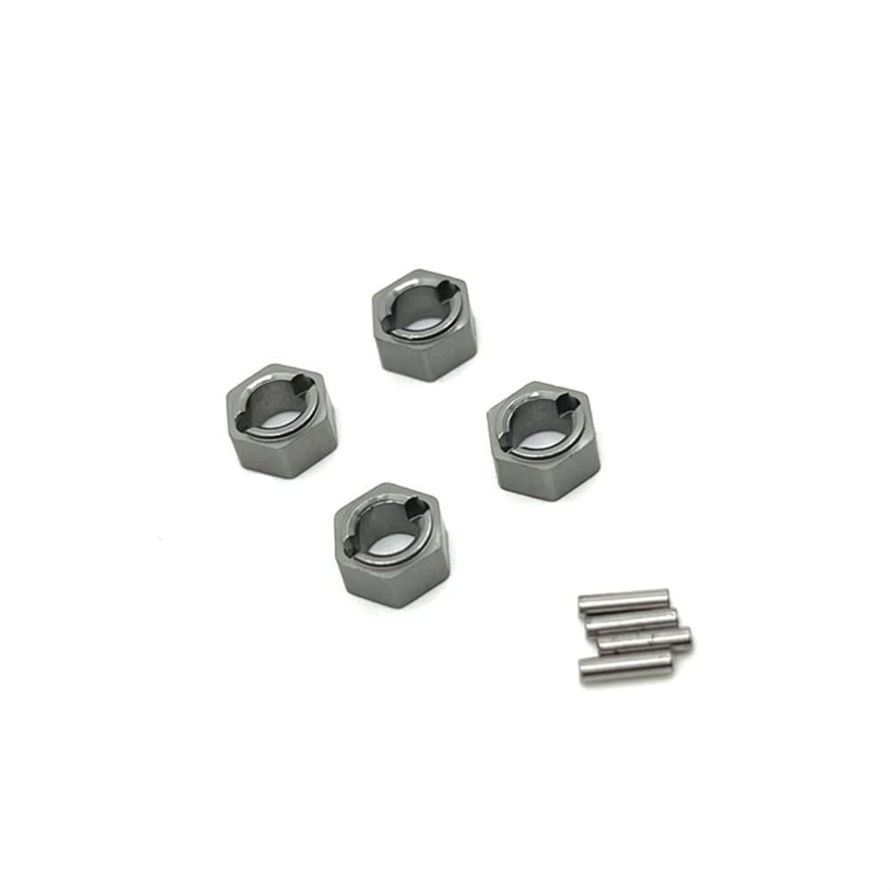 4Pcs 7mm Wheel Hex Drive Hub Adapter Metal Extension Hex Hub Adapter for FMS FCX24 1/24 RC Crawler Car Accessories Upgrade Parts(Grey)