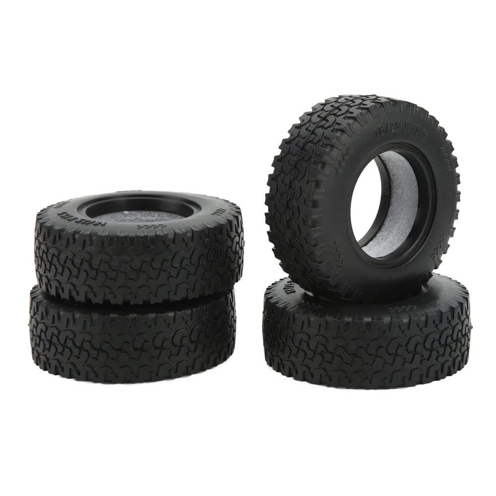RiToEasysports 1.55 Inch Rubber Wheel Tires, Black, 75mm Diameter, for CC01 LC70 LC80 1/18 Air UTB18 Capra, 4-Pack