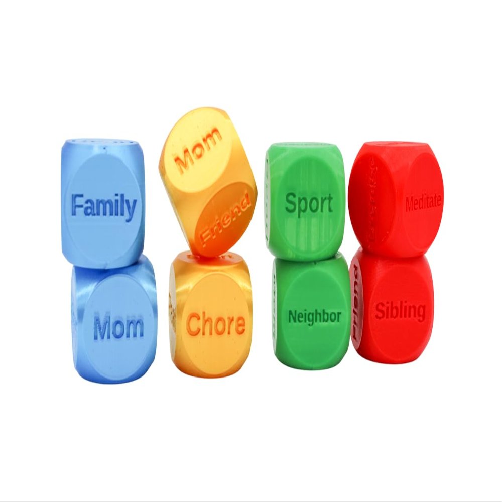 Activity Dice Set of 2 Fun Pair of Interactive Dice for Activities and Play (Blue Sparkle)