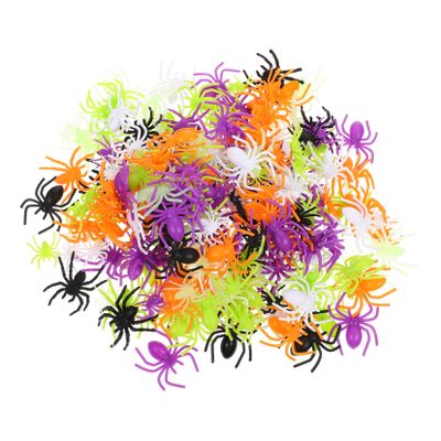 200pcs Halloween Fake Spiders Plastic Toys Realistic Prank Props for Halloween Party Supplies Portable Lightweight Decorations for Home Events