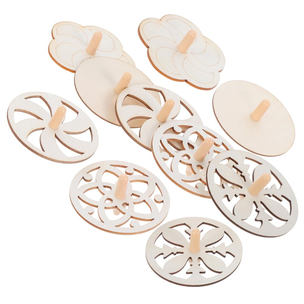 OFFSCH 10pcs Boys and Girls Diy Wooden Spinning Tops Toy Gyro Toys for Children Craft Supplies