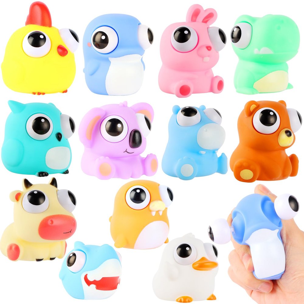 12 PCS Squeeze Toys Eye Popping Squeeze Toy Fidget Toys Party Favors 4-8 Back to School Gifts for Easter Basket Stuffers Party Favors Gifts