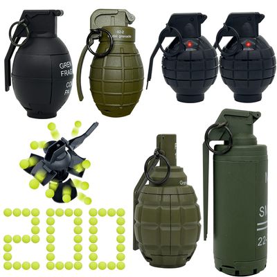 6pcs Toy-Hand Plastic Grenade for CS Battle Game, Fake Grenade Toys Tactical CS-Grenade Toy with 200 Foam Ammo for Age 14 Years Old and up, 4pcs Pull Ring Grenade Toys & 2 pcs Hand Grenades