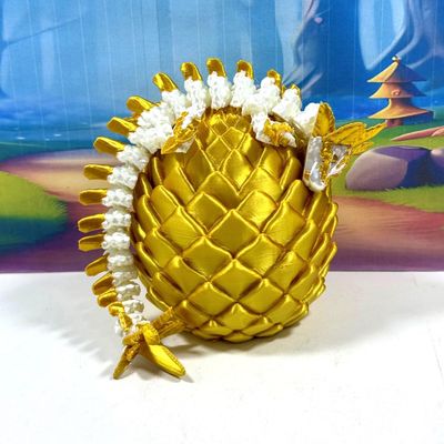 3D Printed Dragon, Gold Axolotl Dragon in Dragon Egg, 8.5" Adult Fidget ADHD Autism Toy, Home Office Decor Executive Desk Toy - D074-GE