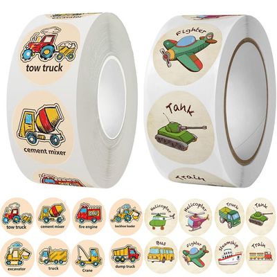 1000PCS Cartoon Transportation Sticker Car Bus Truck Airplane Construction Vehicle Sticker Kindergarten Rewards Stickers for Toddler Kid 2-4 Years Roll Teaching Training Potty Stickers (Truck)
