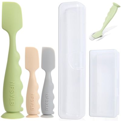 NFSVLB Baby Diaper Cream Spatula with Case-1 Large 2 Mini Butt Paste Spatula with 2 Travel Case-Soft Baby Butt spatula baby Diaper Cream Applicator-Diaper Rash spatula Bum Spatulas Brush