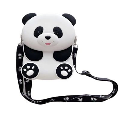 Panda Egg Tart Silicone Crossbody Bag Cute, Playful Cartoon Purse for Kids and Adults, Adjustable Strap (Large)