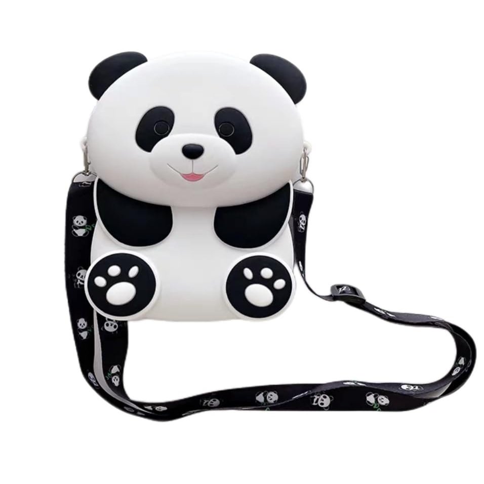 Panda Egg Tart Silicone Crossbody Bag  Cute, Playful Cartoon Purse for Kids and Adults, Adjustable Strap (Large)