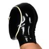 Black Latex Hood with White Brim Open Eyes and Mouth Unisex Rubber Mask Halloween (XXL) view 3