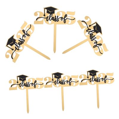 KOMBIUDA 6pcs Acrylic Graduation Cake Toppers Design Congrats Decorations for Parties and Celebrations Safe and Reusable Cupcake Decor for Graduation Events