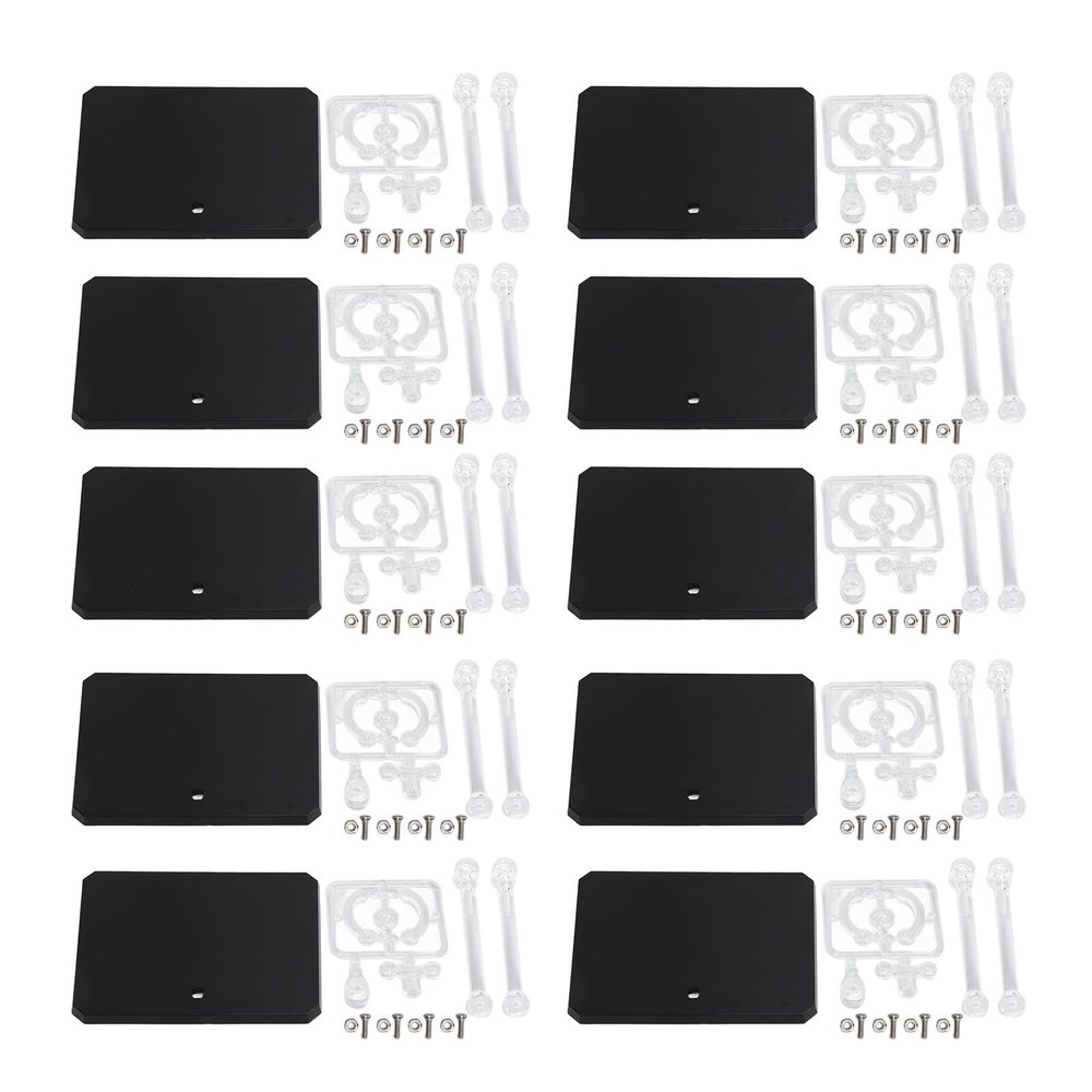 10PCS Action Figure Stand, 6in Assembly Action Figure Display Holder Base Doll Model Support Stand for 1/144 Scale Anime Figures SD BB Model Dolls (Black)
