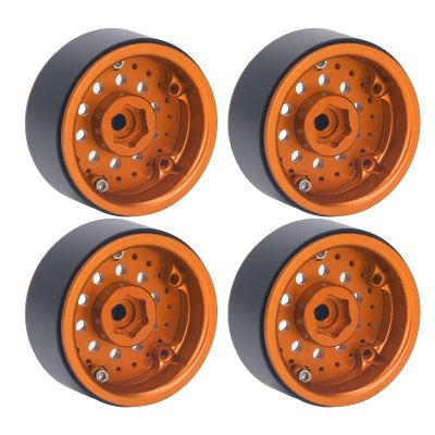 1.9 Inch RC Beadlock Wheels, 4PCS Aluminum Alloy Wheel Rim Set for 1/10 RC Car, Compatible with Axial SCX10 I, II and III (Gold)
