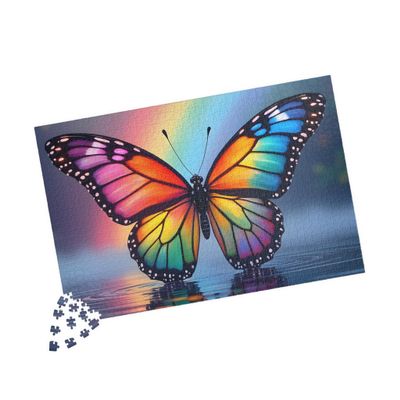 1000 Piece Butterfly Jigsaw Puzzles - Rainbow Monarch Butterflies, Premium Glossy Finish, Travel Size Compact Box, Reference Picture Included