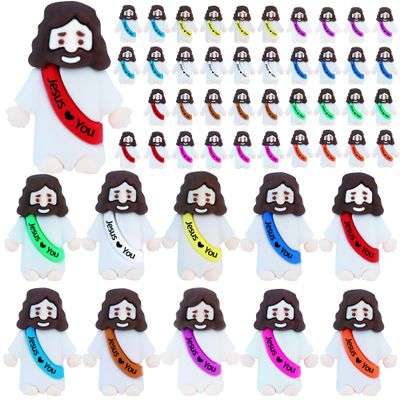50 Pcs Little Jesus Figures Rubber Mini Jesus Figurines in Bulk Christian Doll Tiny Baby Jesus Loves You Figures for Hide and Seek Easter Egg Fillers Egg Hunt Religious Party Favors (Mix Color 10)