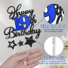 19th Birthday Cake Topper, Black Blue Happy 19th Birthday Cake Toppers for Boy Girl, 19 Years Old Birthday Party Supplies, Glitter Cake Decor, 19th Birthday Cake Decorations view 2