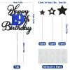 19th Birthday Cake Topper, Black Blue Happy 19th Birthday Cake Toppers for Boy Girl, 19 Years Old Birthday Party Supplies, Glitter Cake Decor, 19th Birthday Cake Decorations view 3
