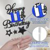 11th Birthday Cake Topper, Black Blue Happy 11th Birthday Cake Toppers for Boy Girl, 11 Years Old Birthday Party Supplies, Glitter Cake Decor, 11th Birthday Cake Decorations view 2