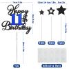 11th Birthday Cake Topper, Black Blue Happy 11th Birthday Cake Toppers for Boy Girl, 11 Years Old Birthday Party Supplies, Glitter Cake Decor, 11th Birthday Cake Decorations view 3