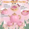 Wooden Tea Party Set for Little Girls, Toddler Girl Gifts Princess Tea Time Toys, Wooden Tea Set Food Dessert, Kids Kitchen Pretend Play, Birthday Valentines Day Gifts for Girls Age 2-5 Years Old view 3