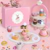 Wooden Tea Party Set for Little Girls, Toddler Girl Gifts Princess Tea Time Toys, Wooden Tea Set Food Dessert, Kids Kitchen Pretend Play, Birthday Valentines Day Gifts for Girls Age 2-5 Years Old view 4