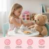 Porcelain Tea Set for Girls, Tea Party Set for Little Girls, Kids Tea Set Kitchen Pretend Play, Princess Tea Time Playset with Ceramic Teapot Cups Carry Case, Toddler Girl Toys Birthday Gifts Age 3+ view 3